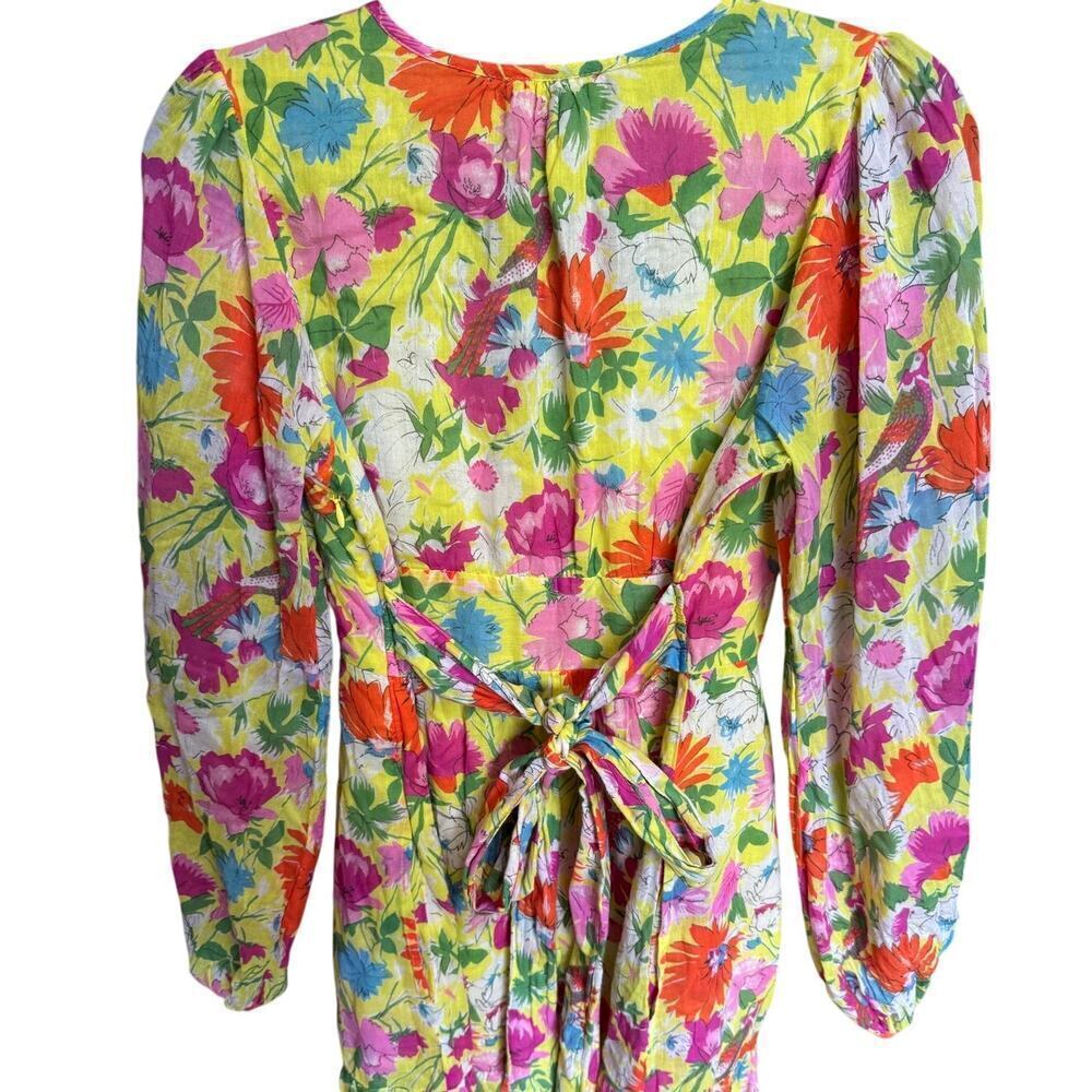 Banjanan Peony Dress Floral Fiesta Buttercup Cotton Self Belted Size Medium - Picture 9 of 12